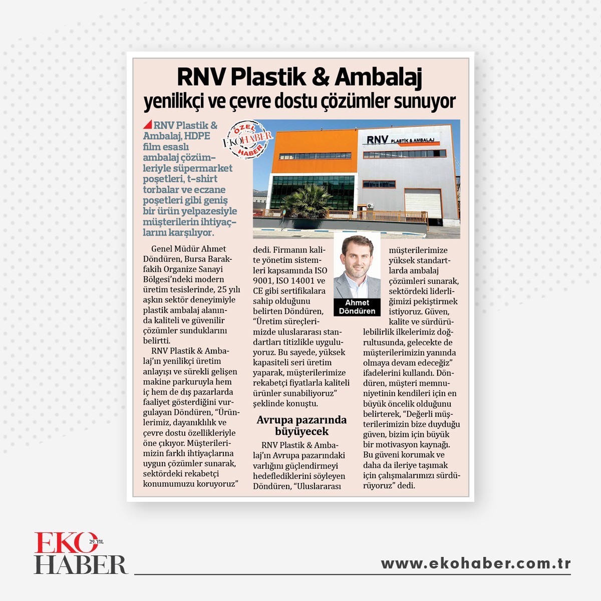 RNV Plastik ve Ambalaj Sektöründe Yenilikçi Çözümler Sunmaya Devam Ediyor